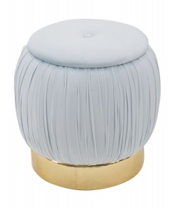 Taburet tapitat cu stofa, cu spatiu de depozitare Paris Albastru deschis, Ø41xH41 cm