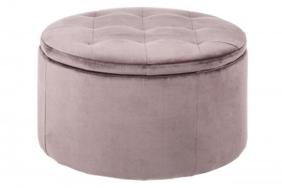 Taburet tapitat cu stofa, cu spatiu de depozitare Retina Velvet Roz Inchis, Ø60xH35 cm