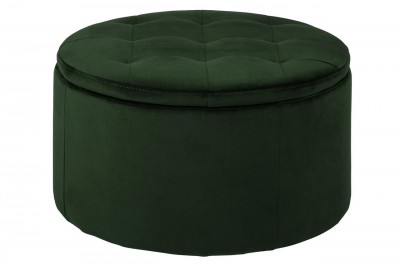 Taburet tapitat cu stofa, cu spatiu de depozitare Retina Velvet Verde Inchis, Ø60xH35 cm