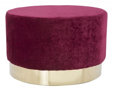 Taburet tapitat cu stofa Goldy Big Bordeaux, Ø55xH35 cm