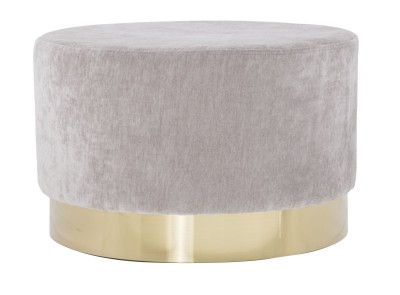 Taburet tapitat cu stofa Goldy Big Gri, Ø55xH35 cm