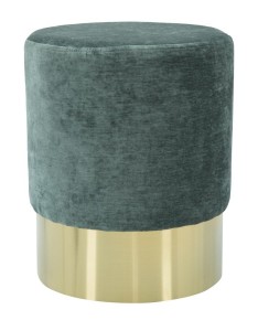 Taburet tapitat cu stofa Goldy Small Verde, Ø35xH42 cm