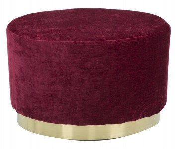 Taburet tapitat cu stofa Goldy Ovale Small Bordeaux, l52xA35xH35 cm