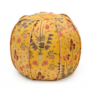 Taburet tapitat cu stofa Gypsy Ochre Yellow, Ø60xH60 cm