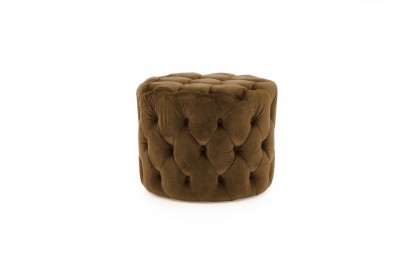 Taburet tapitat cu stofa Perkins Velvet Cedar, Ø55xH45 cm