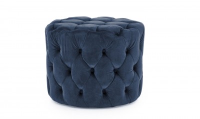 Taburet tapitat cu stofa Perkins Velvet Midnight, Ø55xH45 cm