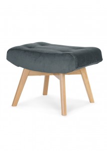 Taburet tapitat cu stofa si picioare din lemn, Angel Gri Inchis / Fag, l61xA42xH45 cm
