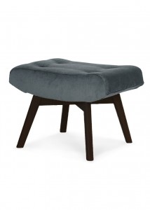 Taburet tapitat cu stofa si picioare din lemn, Angel Gri Inchis / Negru, l61xA42xH45 cm