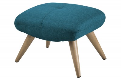 Taburet tapitat cu stofa si picioare din lemn Balfour Petrol, l48xA57xH42 cm