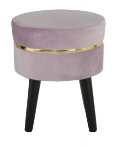 Taburet tapitat cu stofa, cu picioare din lemn Paris Rose, Ø35xH40,5 cm