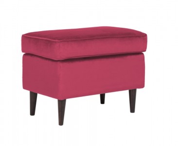 Taburet tapitat cu stofa si picioare din lemn Roen Velvet Bordeaux / Wenge, l60xA40xH44 cm