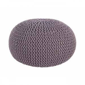 Taburet tapitat cu stofa Weave Gri inchis, Ø80xH35 cm