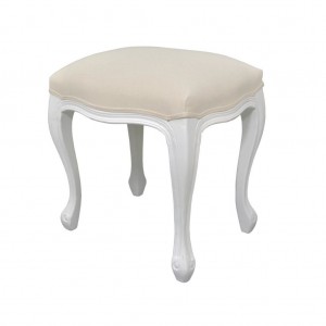 Taburet tapitat cu stofa, cu picioare din lemn de plop Upholstered TA325 White, l45xA35xH49 cm