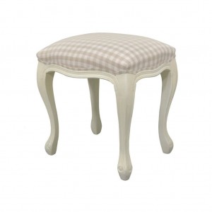 Taburet tapitat cu stofa, cu picioare din lemn de plop Upholstered TA325B Cream, l45xA35xH49 cm