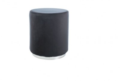 Taburet tapitat cu stofa Frost Silver Black, Ø 42xH48 cm