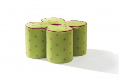 Taburet pentru copii, tapitat cu stofa Daisy Green, l50xA50xH30 cm