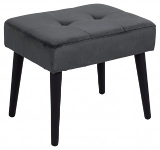 Taburet tapitat cu stofa si picioare metalice, Glory Velvet Gri Inchis / Negru, l50xA38xH45 cm