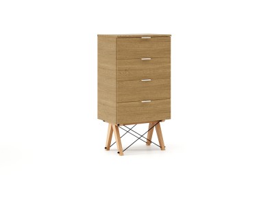 Comoda Tallboy Low Beech Oak, l60xA40xH110 cm