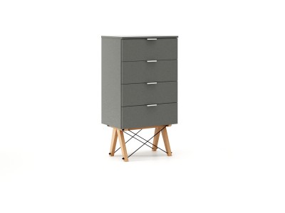 Comoda Tallboy Low Beech Grey, l60xA40xH110 cm