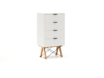 Comoda Tallboy Low Beech White, l60xA40xH110 cm