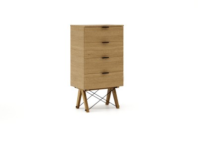 Comoda Tallboy Low Oak Wood, l60xA40xH110 cm