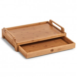 Tava pentru servire cu sertar, Bamboo Natural, l43xA31xH10 cm