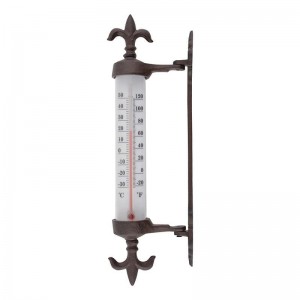 Termometru pentru exterior, din fonta, Window Maro Antichizat, L9,3xl5,5xH29,5 cm