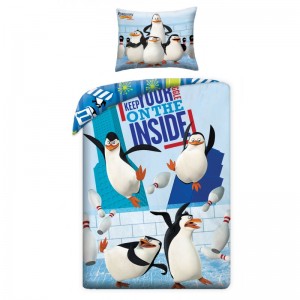 Lenjerie de pat copii Cotton Penguins of Madagascar P0050