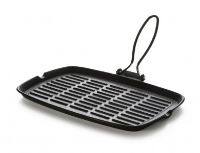 Tigaie grill din fonta cu invelis emailat, L36xl24 cm, Dieta-Grill Large Negru