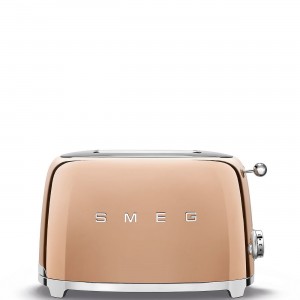 Toaster 2 sloturi TSF01RGEU cu 6 trepte de rumenire, Rose Gold Lucios, Retro 50, 950W, SMEG