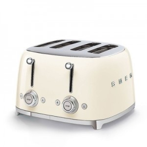 Toaster 4 sloturi TSF03CREU cu 6 trepte de rumenire, Crem, Retro 50, 2000W, SMEG