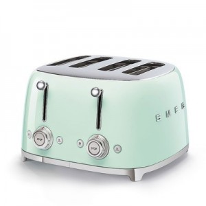 Toaster 4 sloturi TSF03PGEU cu 6 trepte de rumenire, Verde Pastel, Retro 50, 2000W, SMEG
