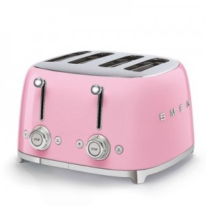 Toaster 4 sloturi TSF03PKEU cu 6 trepte de rumenire, Roz, Retro 50, 2000W, SMEG
