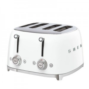 Toaster 4 sloturi TSF03WHEU cu 6 trepte de rumenire, Alb Lucios, Retro 50, 2000W, SMEG