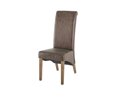 Scaun tapitat cu piele ecologica Torino Brown 