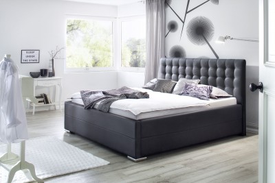 Pat tapitat cu piele ecologica Toronto Negru