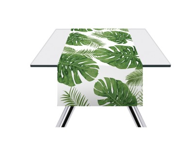 Traversa masa din bumbac, Foliage Verde, 45 x 140 cm