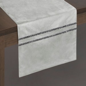 Traversa masa Esma Velvet Gri Deschis, 35 x 140 cm