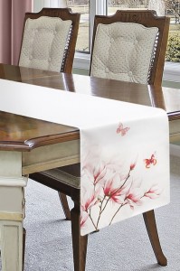 Traversa masa Fleur 40x180 cm Crem / Roz