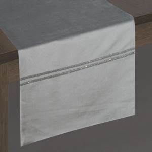 Traversa masa Glen Velvet Gri Inchis, 35 x 140 cm