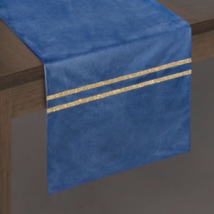 Traversa masa Malika Velvet Bleumarin, 35 x 140 cm