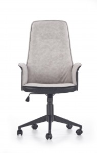 Scaun de birou ergonomic tapitat cu piele ecologica si stofa Tyrus Negru / Gri, l62xA66xH110-120 cm