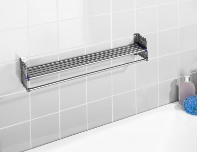 Uscator rufe extensibil pentru perete, cadru metalic, Telescopic Crom, 3,3 m