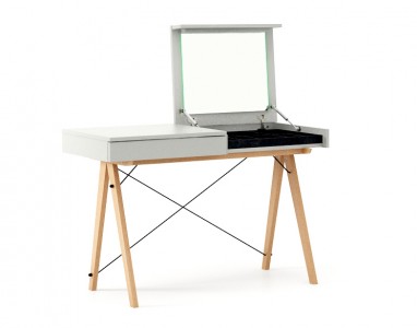 Masa machiaj Vanity Basic cu oglinda Light Grey, L120xl50xh75 cm