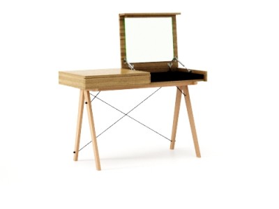 Masa machiaj Vanity Basic cu oglinda Raw Oak, L120xl50xh75 cm