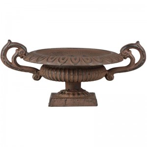 Vas decorativ de gradina, din fonta, French Urn Small Maro Antichizat, L28xl19,8xH12,6 cm