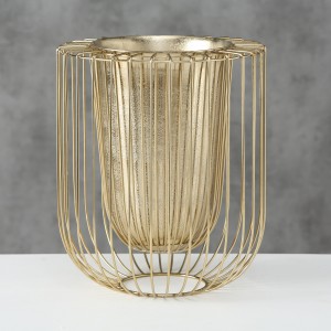 Vaza decorativa cu suport, din metal Damya Auriu, Ø29xH32 cm