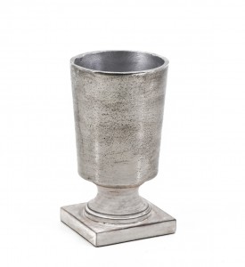 Vaza decorativa din aluminiu si lemn de pin, Sheva Small Gri, L10xl10xH20cm