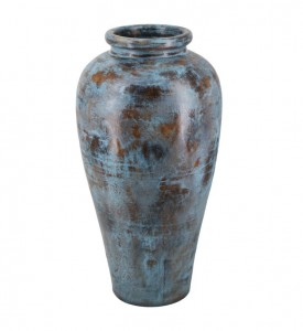 Vaza decorativa din ceramica, Aged Large Bleu / Maro, Ø42xH80 cm