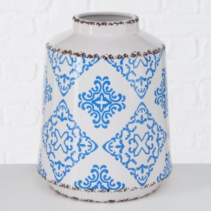 Vaza decorativa din ceramica, Alita Tall Albastru / Alb, Ø16xH20 cm